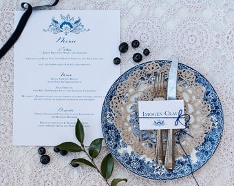 Blue and White menu | invitation suite | Custom Calligraphy Wedding | Wedding | French Blue Collection
