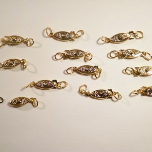 12 Gold Plated 2 Part Pearl Necklace Fish Clasps