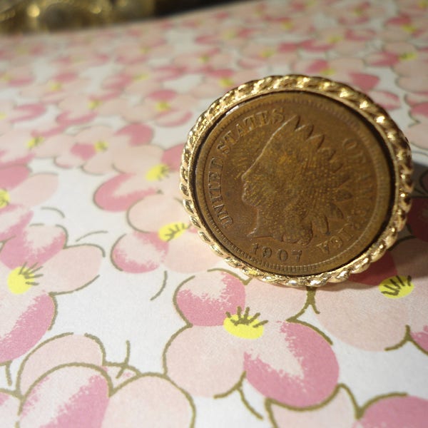 1 Goldplated Indian Head Penny Ring