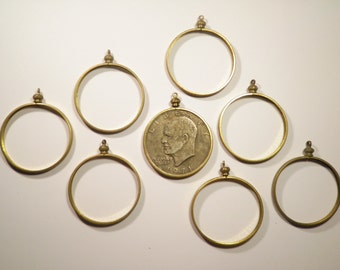 2 Brass Eisenhower and Liberty 38mm Coin Bezels Coin Holders