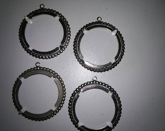 4 Vintage Silverplated Eisenhower  Dollar Coin Bezel Pendant