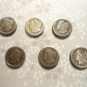 6 Silverplated 10mm Morgan Dollar Coin Charms Findings Novelties