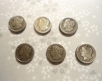 6 Silverplated 10mm Morgan Dollar Coin Charms Findings Novelties