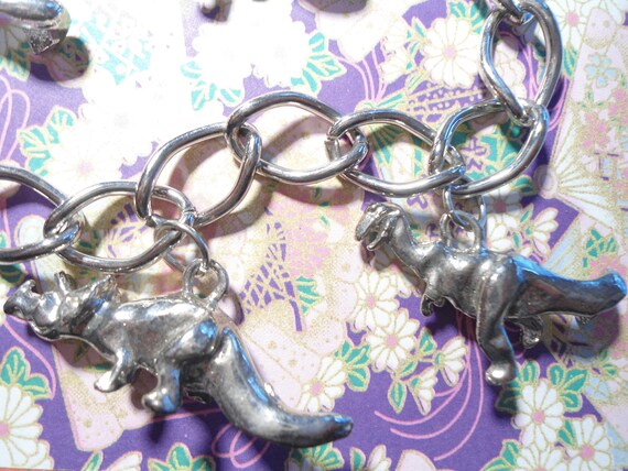 1 Set of Silverplated Dinosaur Bracelet and Earri… - image 3