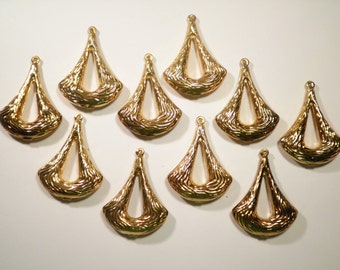 10 Vintage Brass Pearshaped Earring Dangles Findings Drops