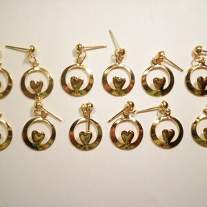 6 Pairs of Goldplated Heart in a Circle Earrings