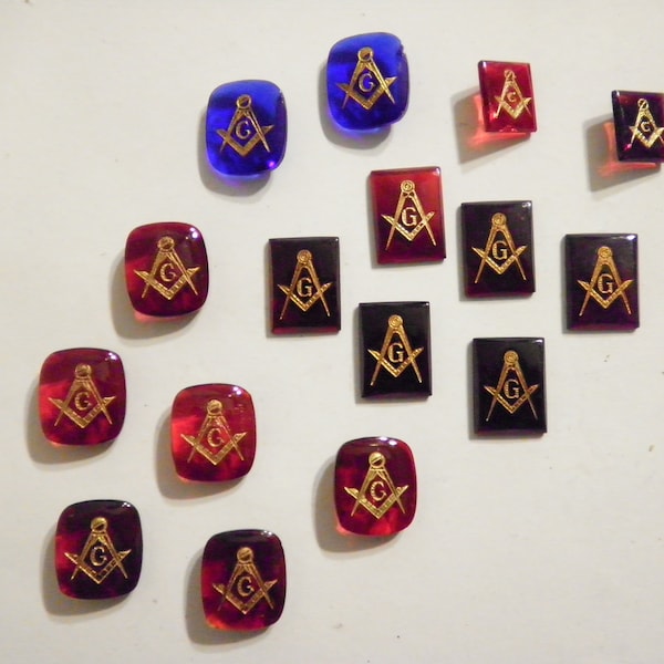 1 Lot of 12 Assorted Vintage West German Glass Masonic Stones