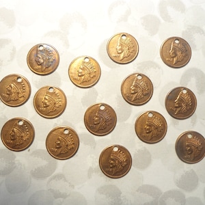 14 Copper Indian Head Penny 10mm Charms