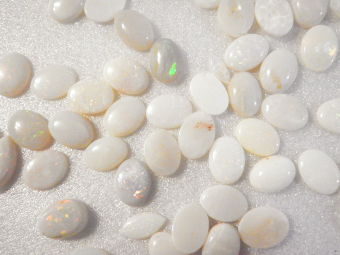 6 Genuine Australian 6x8mm White Opals Etsy