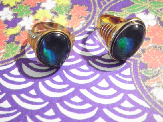 2 Vintage Goldplated Moodstone Rings - image 1