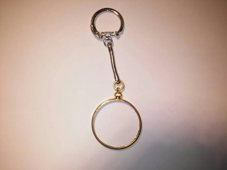 1 Silverplated 35mm Coin Holder Keyring With Goldplated Bezel - Etsy