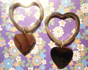 2 Goldplated Heart Shaped Key Rings