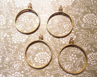 4 Brass 33mm Coin Bezels Coin Holders