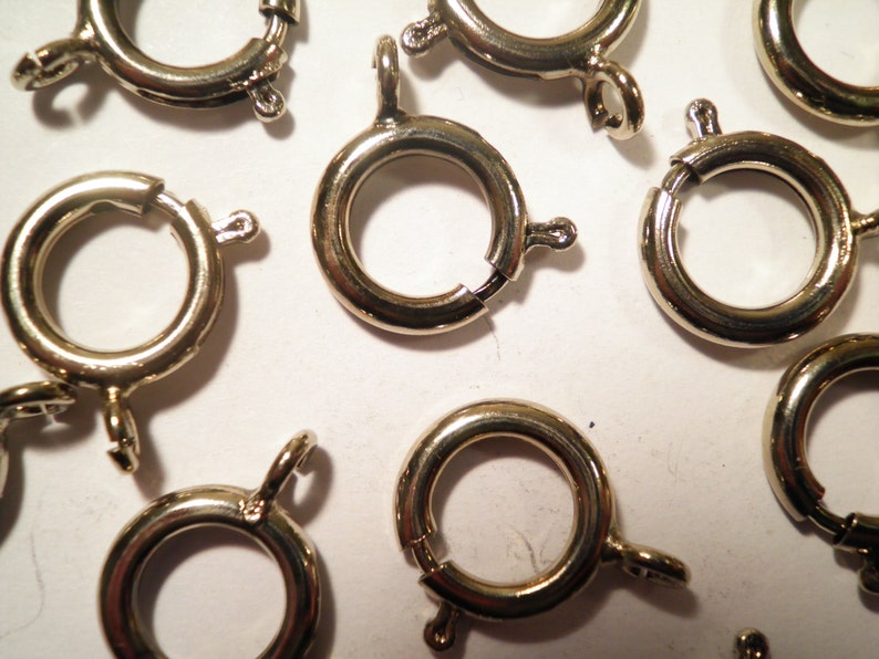 12 Silver Plated 12mm Spring Ring Clasps Etsy