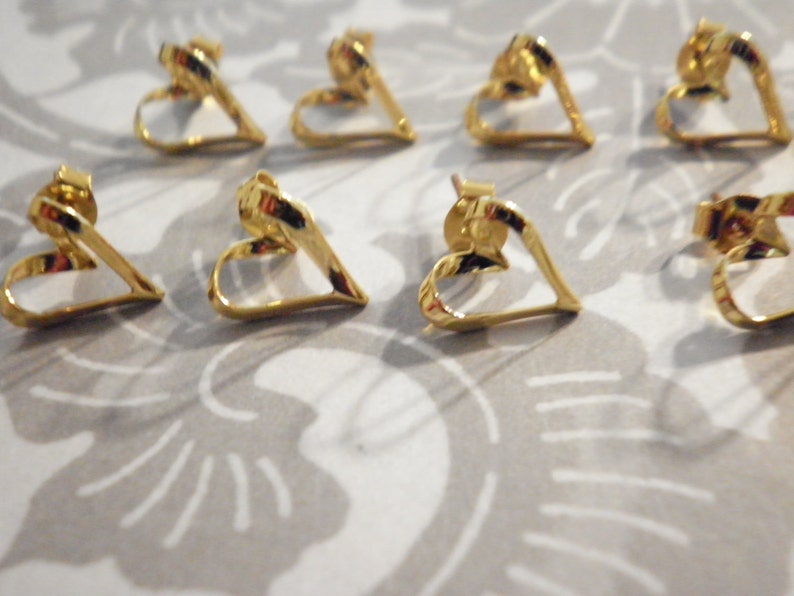 6 Prs. Gold Filled Heart Earrings image 2