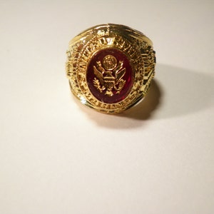 1 Gold Plated Marine Ring with Army Stone