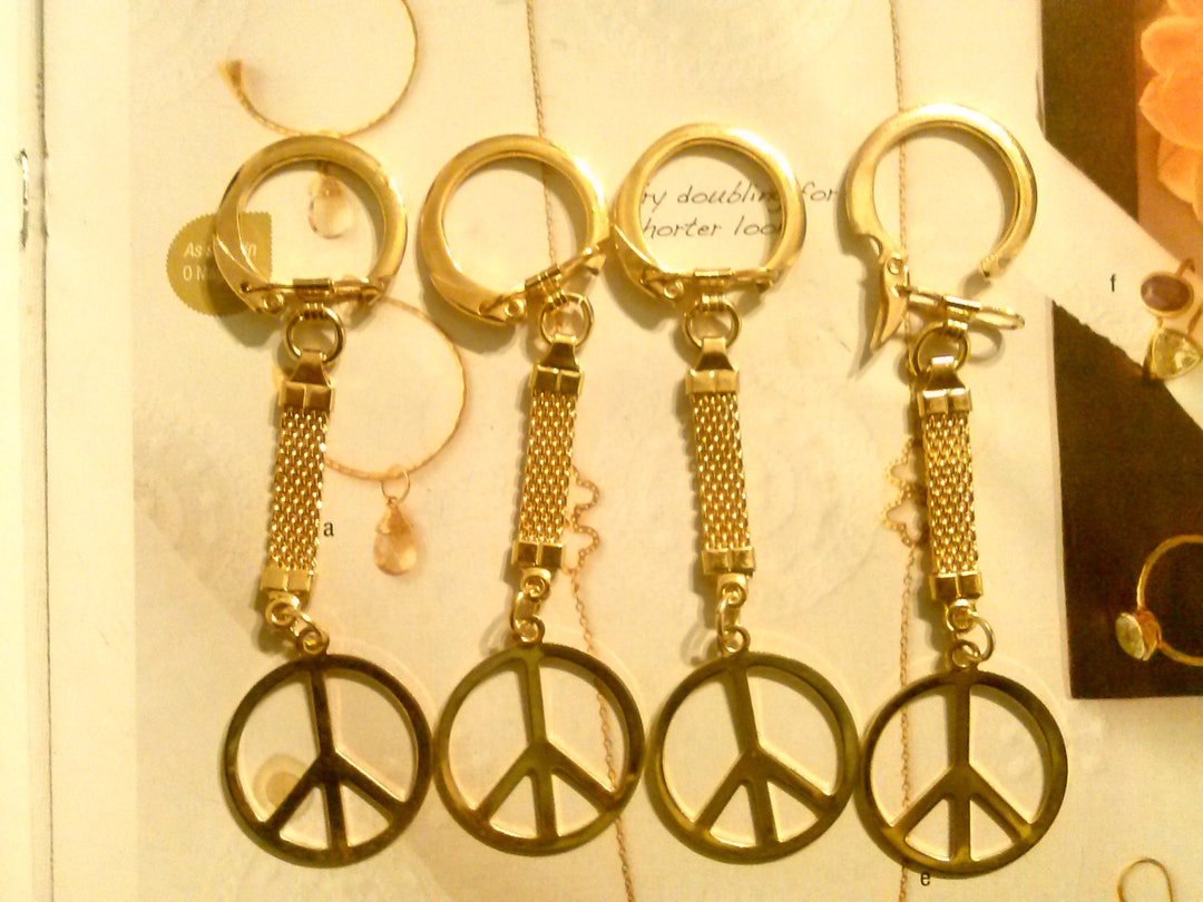 Peace Sign Key Ring 4 Goldplated Peace Sign Key Chains - Etsy