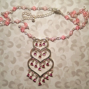 1 Silverplated Heart Necklace with Pink Rhinestones