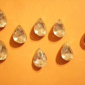 8 Vintage West German Glass 16x12mm Pearshaped Crystal Faceted Stones