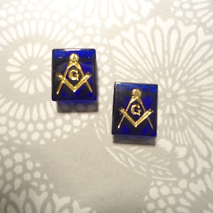 2 Masonic 10x12mm Sapphire Blue Faceted Glass Stones