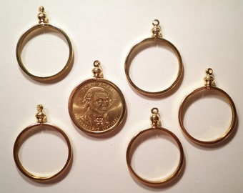 4 vergoldete Präsident's Gold Dollar SBA Dollar Münzhalter Münze Einfassungen