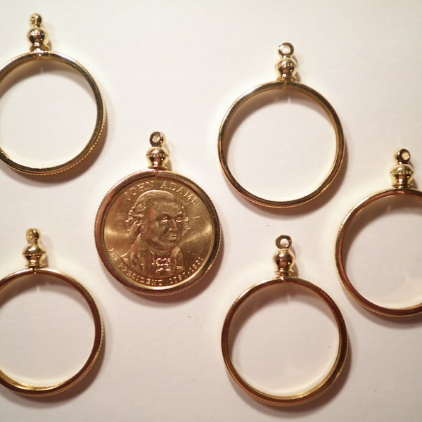 4 Goldplated President's Gold Dollar SBA Dollar Coin Holders Coin Bezels