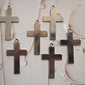 6 Vintage Goldplated 42x24mm Religious Crosses