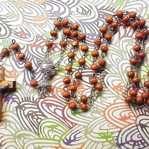 1 Set of Rosary Beads Made in Italy with Wooden Cross and Beads