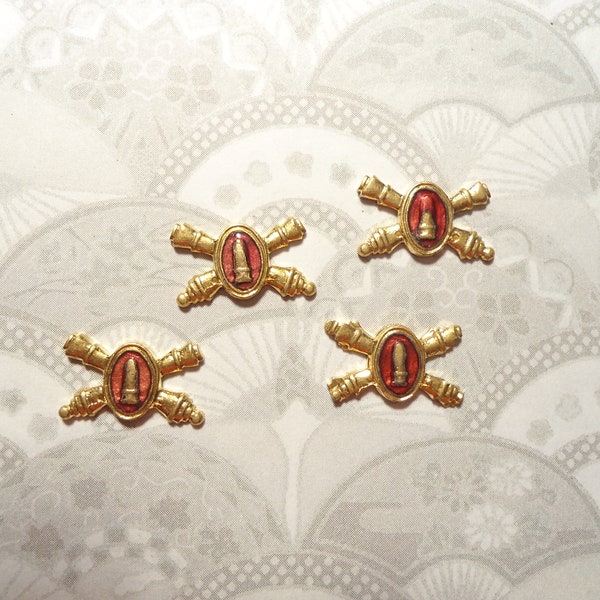 4 Vintage 12mm Military Army Ordinance Stampings Badges Lapel Pins