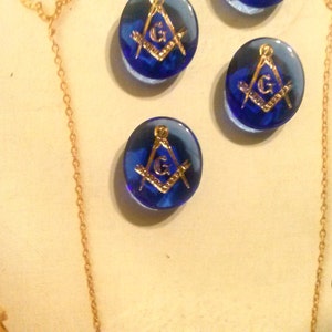 1 Masonic Vintage 14x12mm Glass Sapphire Blue Stones image 2
