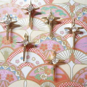 6 Goldplated Crucifix Pendants Crosses with Rhinestone