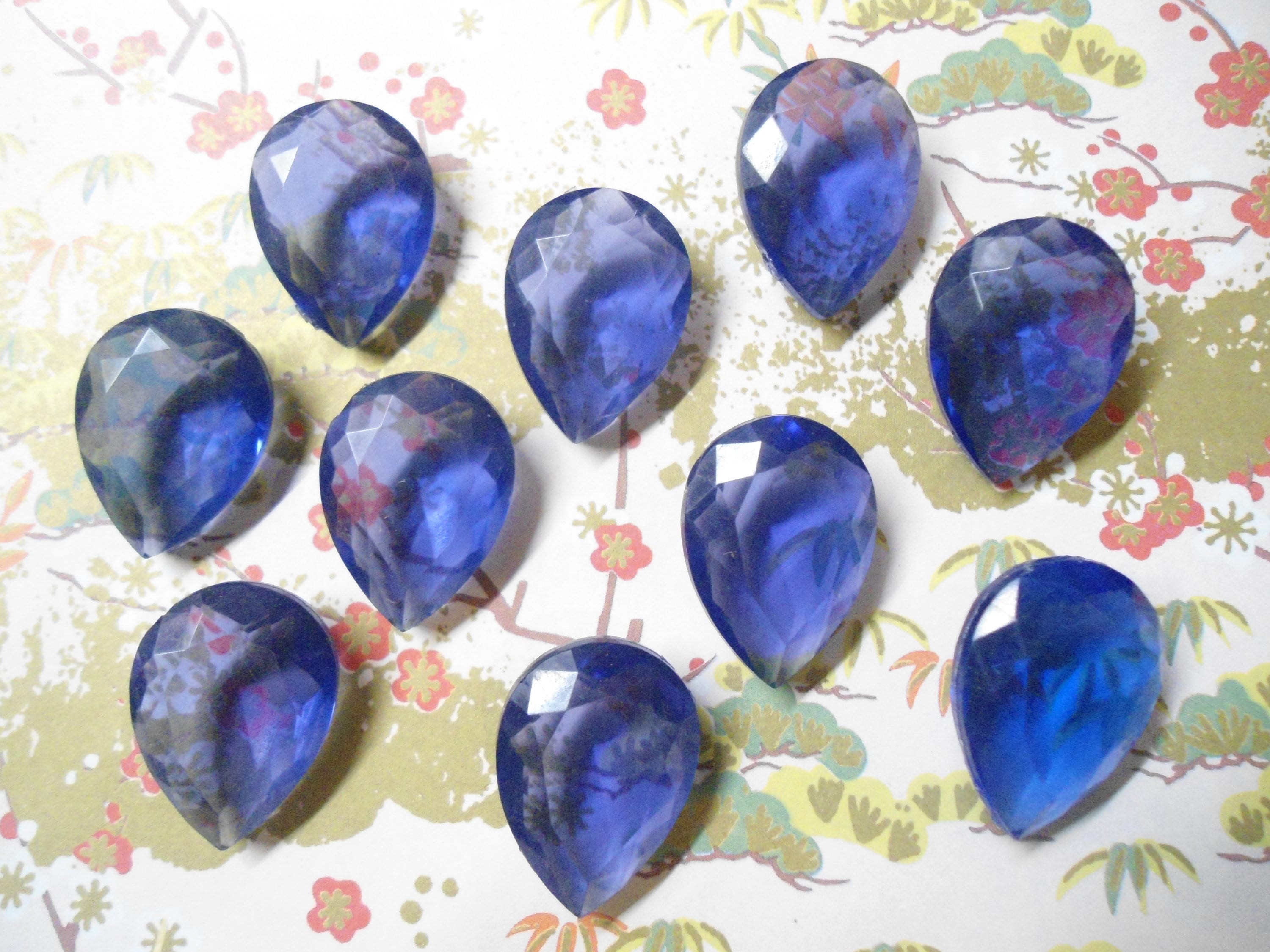 10 Lucite Sapphire Blue 25x18mm Teardrop Faceted Stones - Etsy