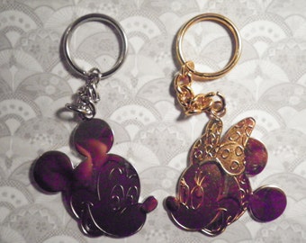 2 Vintage Disney Mickey and Mini Key Rings