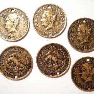 4 Goldplated Mexican Coin Charms