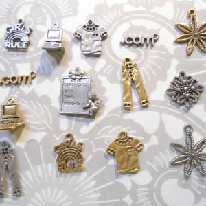 11 Assorted Gold and Silverplated Charms May Be Different From Picture