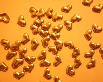 48 Vintage Brass 9mm Puffy Heart Stampings