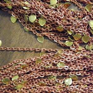 2 Vintage Coppercoated 52&quot; Chains with 26 Brass Hearts