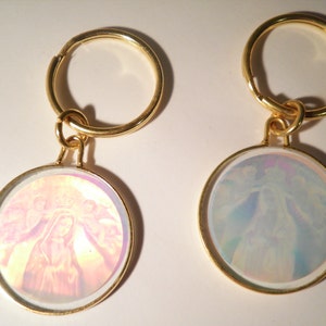 1 Vintage Glas Mutter Maria Jungfrau Maria Hologramm Schlüsselanhänger