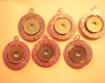 6 Vintage Coppercoated U.S. Dime Holder Spinner Pendant with 18mm Spinning Setting