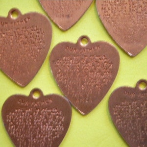 12 Coppercoated 21mm The Lord's Prayer Heart Charms image 2