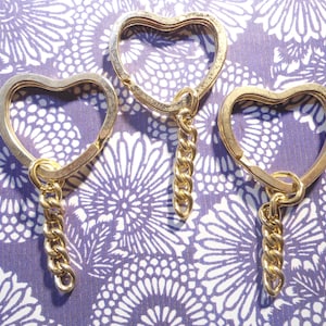 2 Goldplated Heart Keyrings with Chain