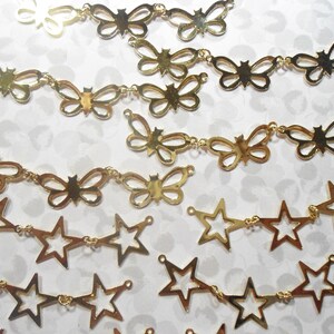 12 Assorted 3 Star and 3 Butterfly Connected Charms Pendants