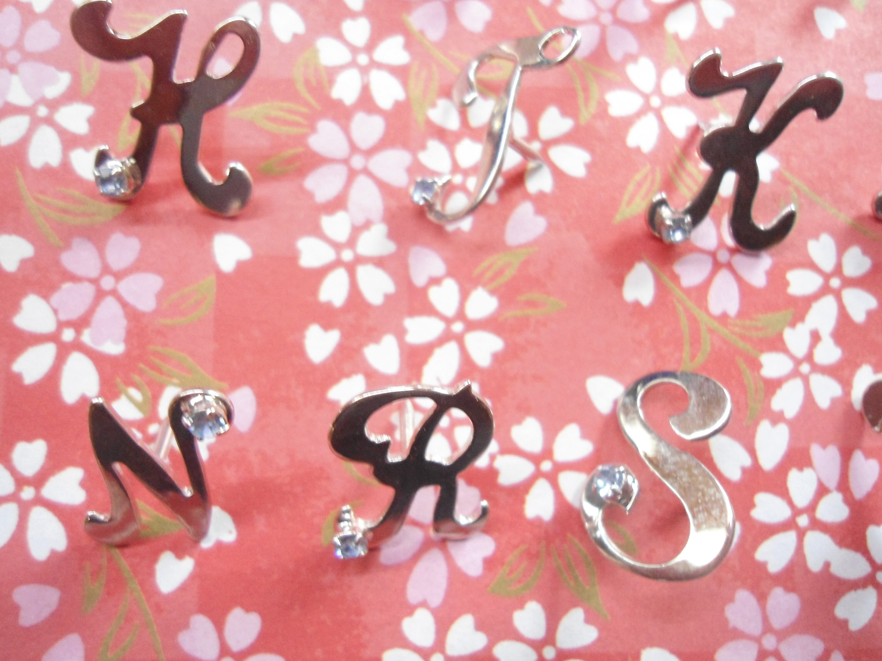 13 Silverplated Letters of the Alphabet Pins Brooches With Rhinestone ...