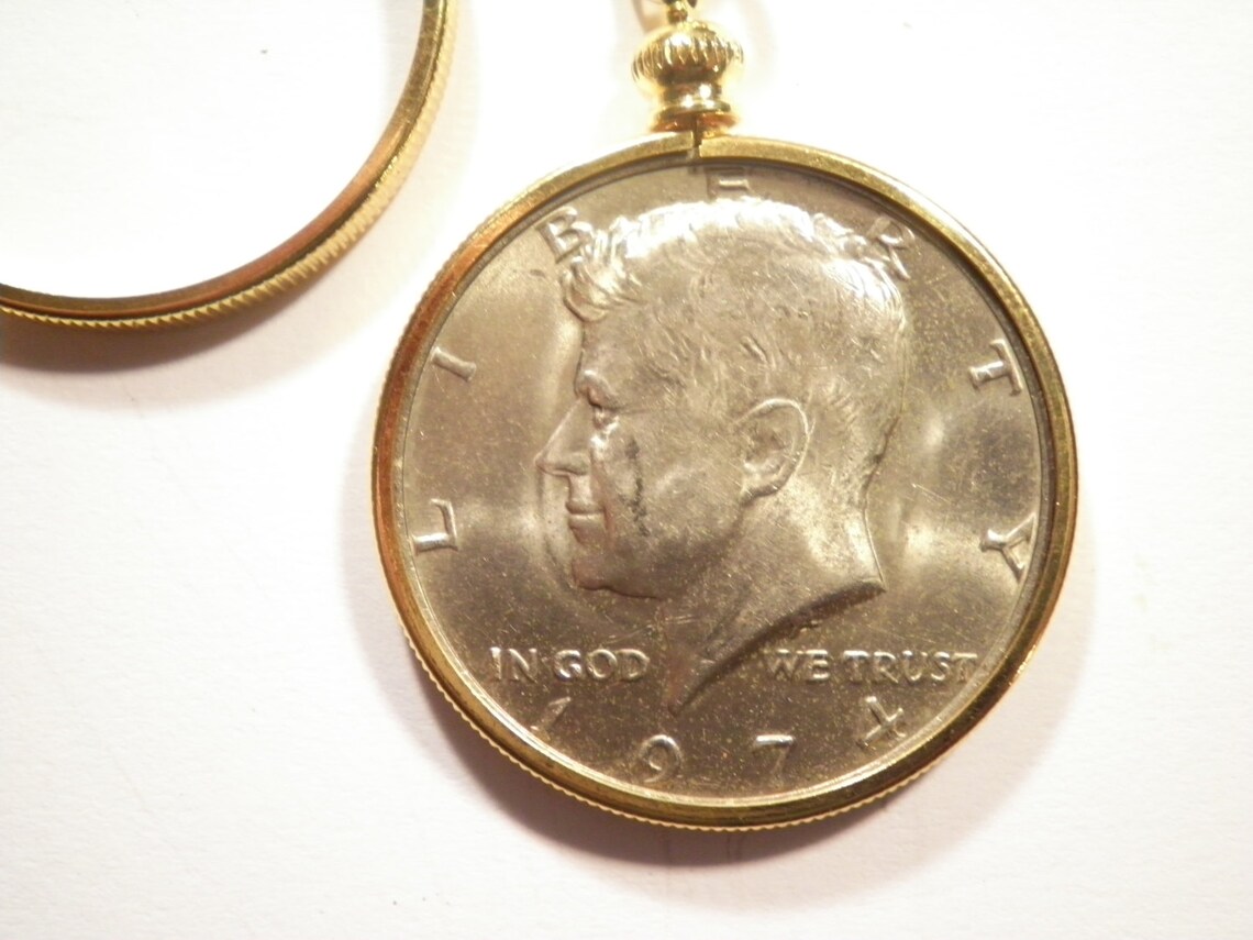 1 Gold Plated U.S. Kennedy Half Dollar Coin Holder Key Chain Etsy