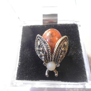 1 Vintage Antique Brass Ladybug Adjustable Goldplated Ring