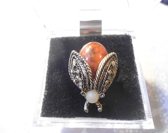 1 Vintage Antique Brass Ladybug Adjustable Goldplated Ring
