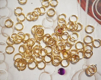 72 Vintage Goldplated 9mm x 1mm Jump Rings