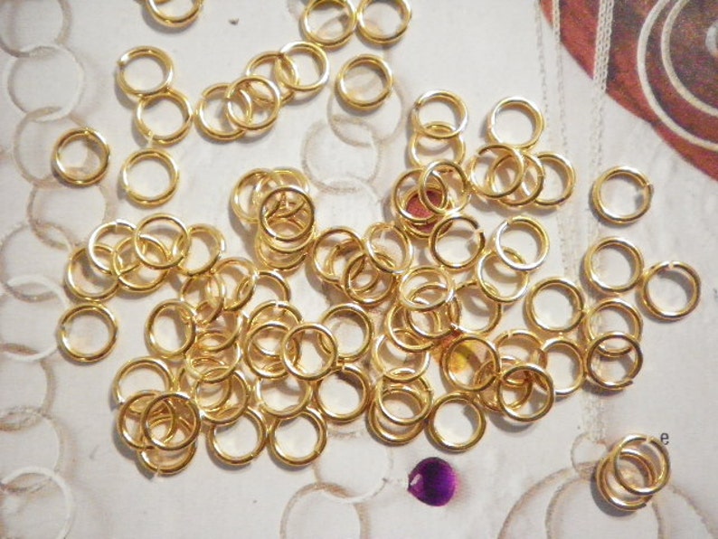 72 Vintage Goldplated 9mm x 1mm Jump Rings image 1