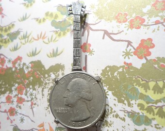 1 Vintage Silverplated Quarter Holder Banjo Pin