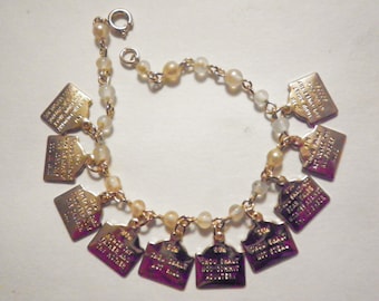 1  Vintage Silverplated Ten Commandment Children&#39;s Bracelet